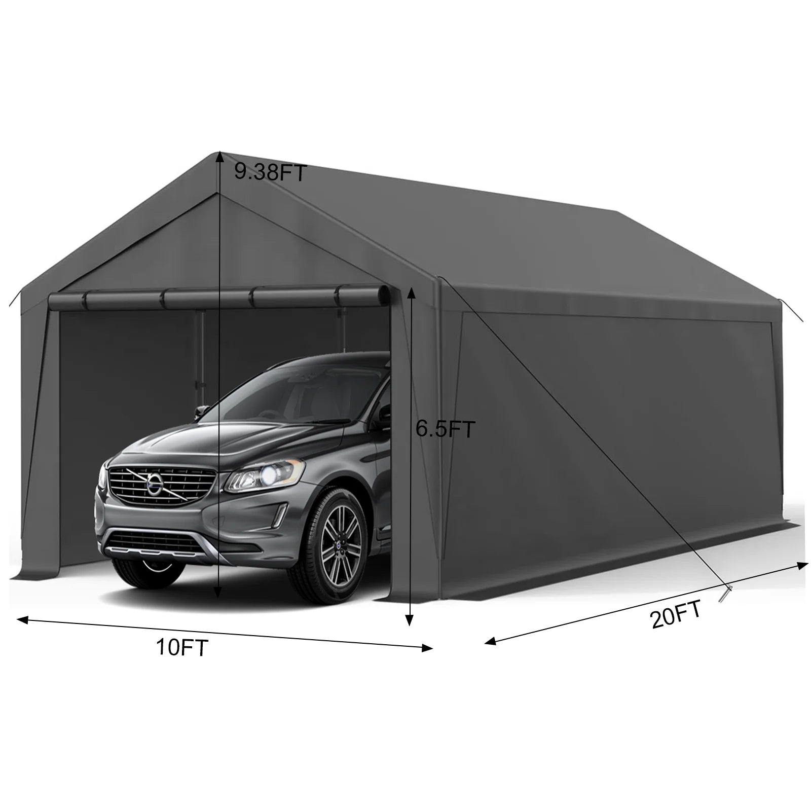 Grezone 10 x 20 ft Outdoor Canopy Carport Portable Car Tent Garage