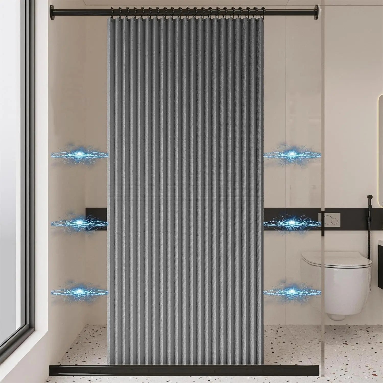 Bathroom Folding Shower Curtain