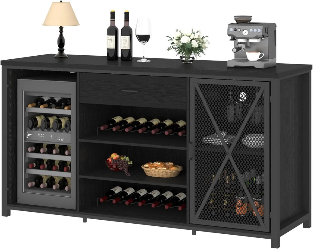 Long Coffee Bar, Wine, Liquor Cabinet, Fridge Space