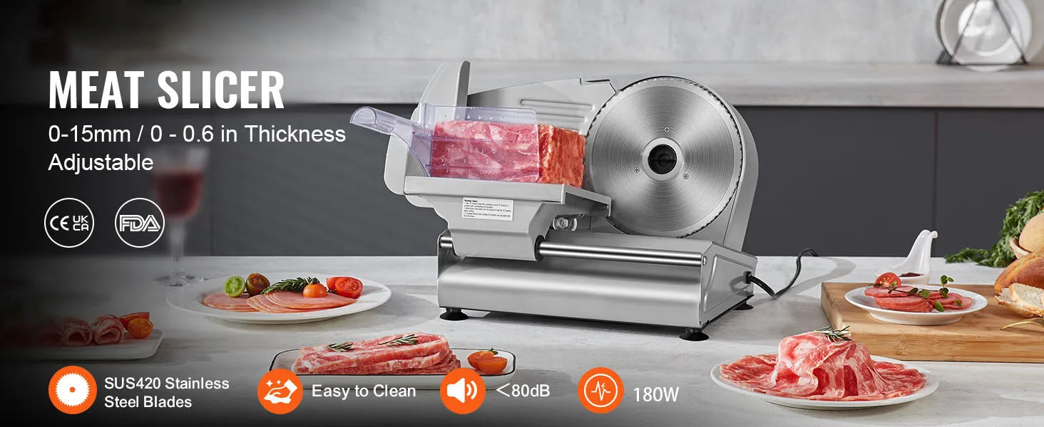 Electric Deli Food Slicer, Adjustable Thickness