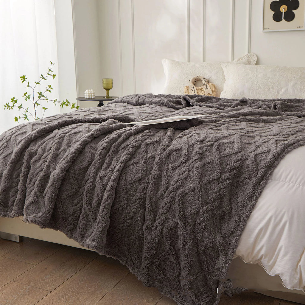 Sherpa Textile Fleece Blanket, Various Colors, Sizes