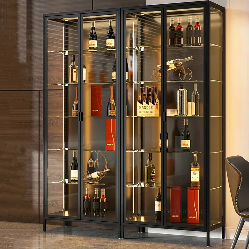 Glass Door Display Cabinet, Minimalist Light