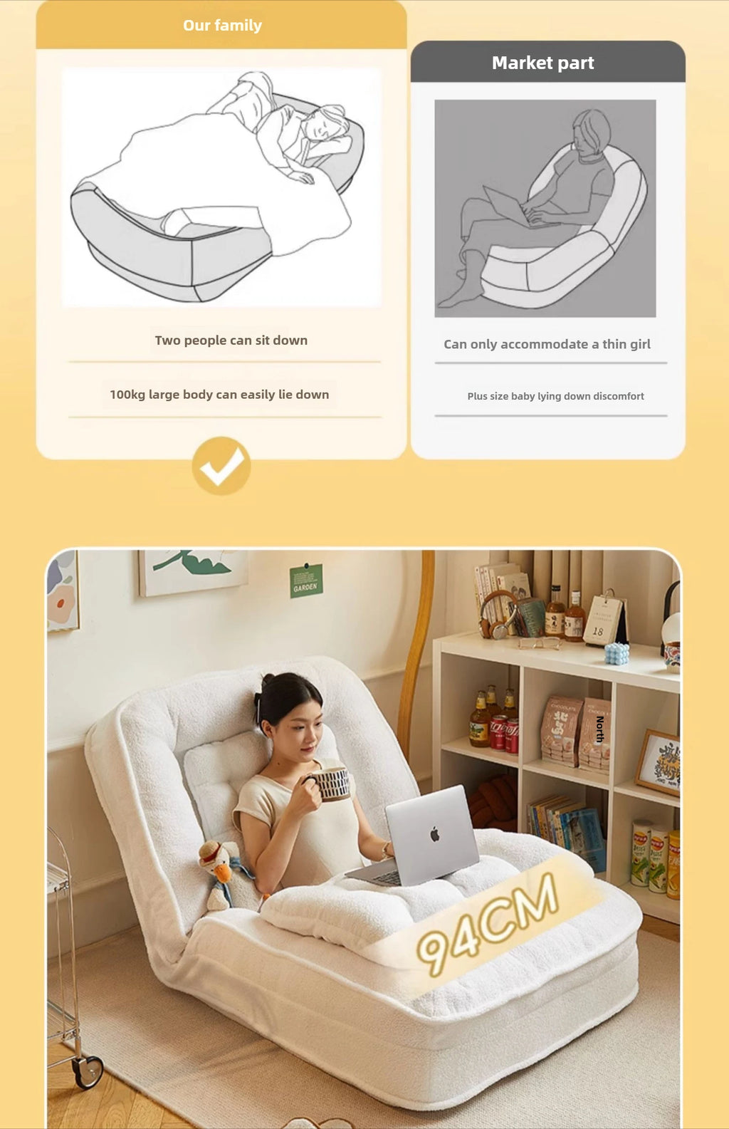 reclining and sleeping single bedroom small sofa