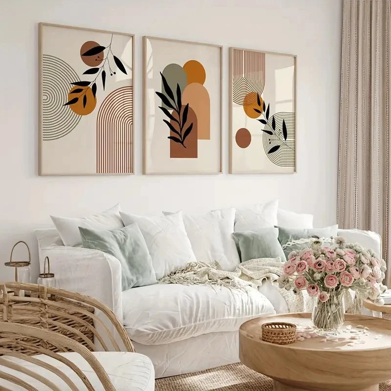 3pcs/Set Bohemian-style Plant Geometric Abstract Posters