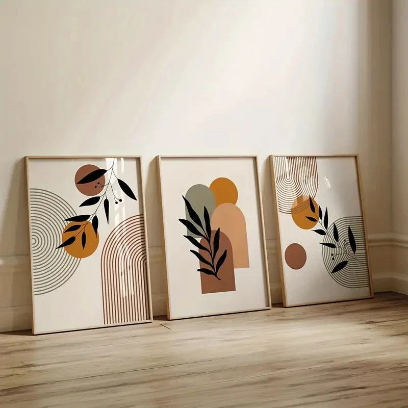3pcs/Set Bohemian-style Plant Geometric Abstract Posters