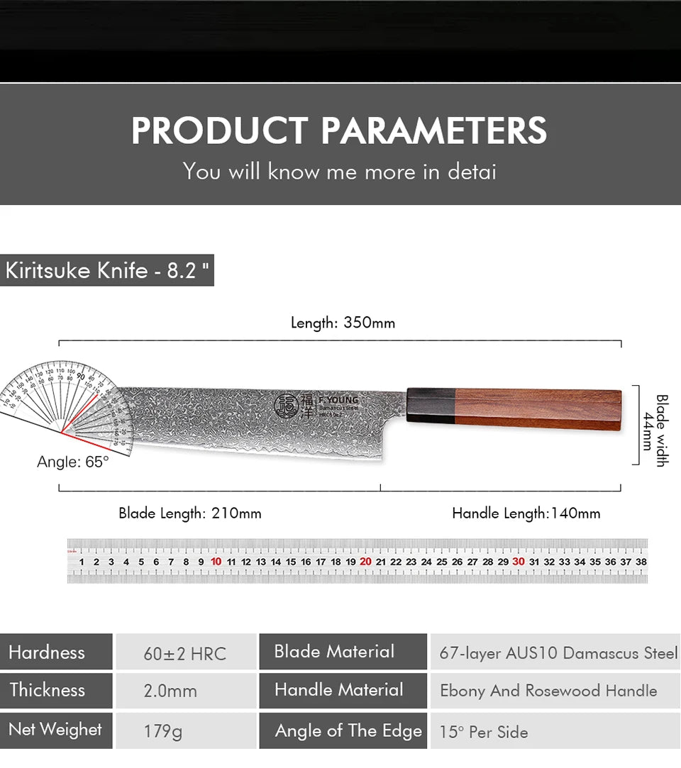 8.2-inch Japanese Kiritsuke Knife Damascus Steel