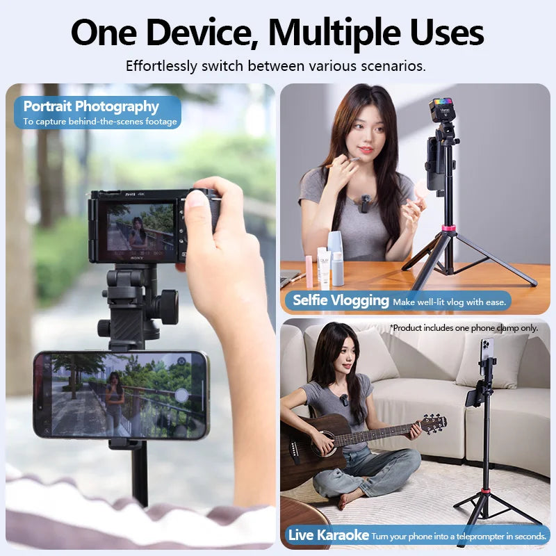 Camera Tripod, Bluetooth Remote, Double Cold Shoe Gimbal