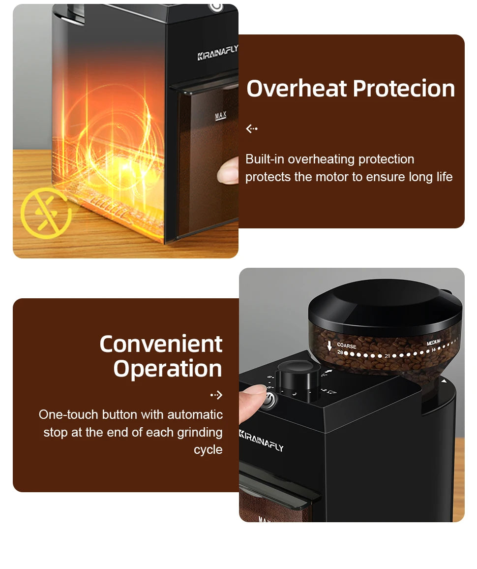 Burr Mill Coffee Grinder Electric, 28 Adjustable Gears