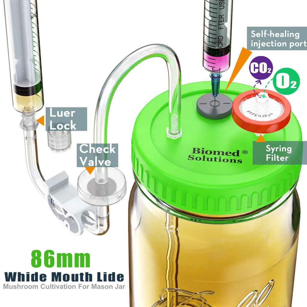 Liquid Culture Lid, Tubing, Media Extraction Mason Jar