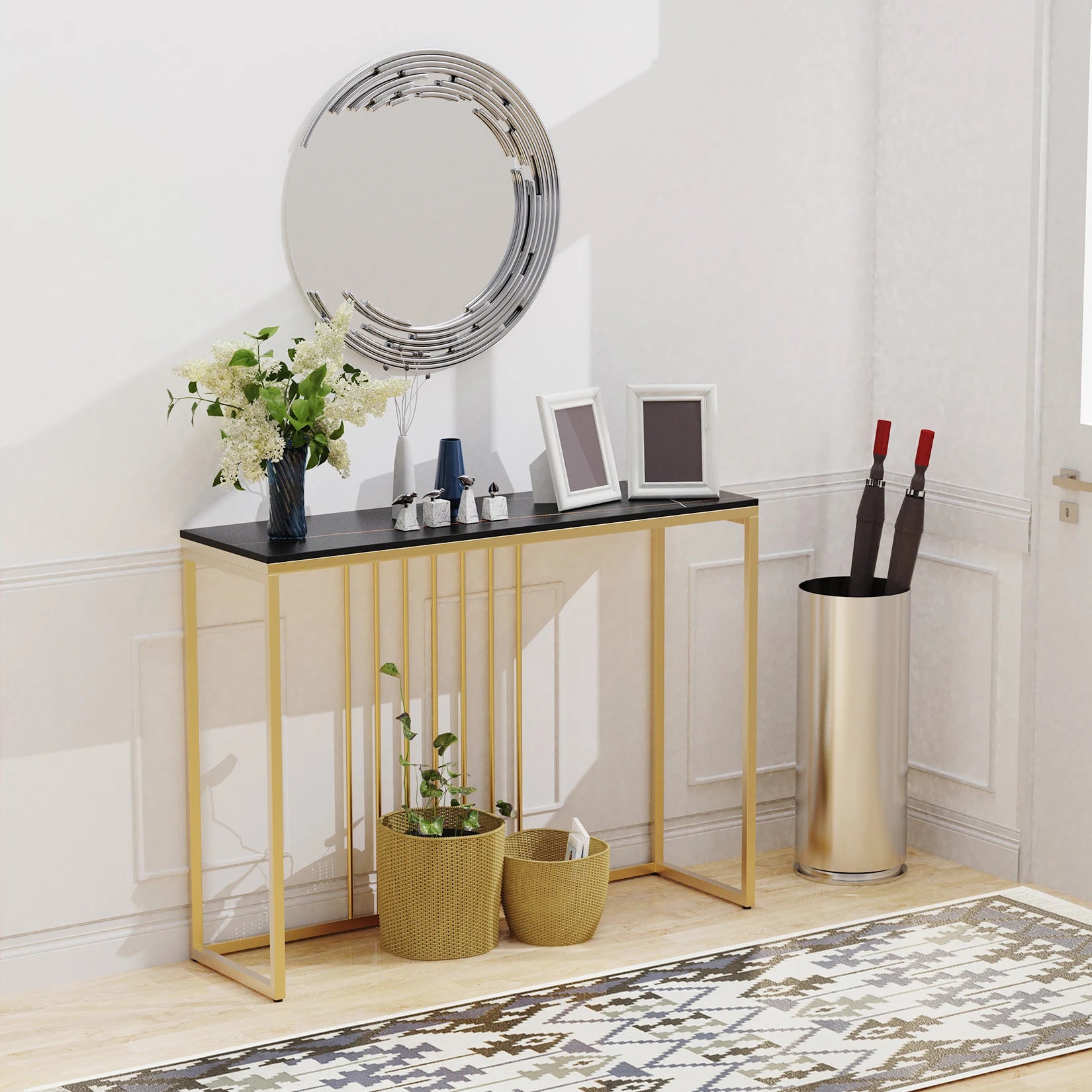 Marble Table Gold Metal Frame Storage Display
