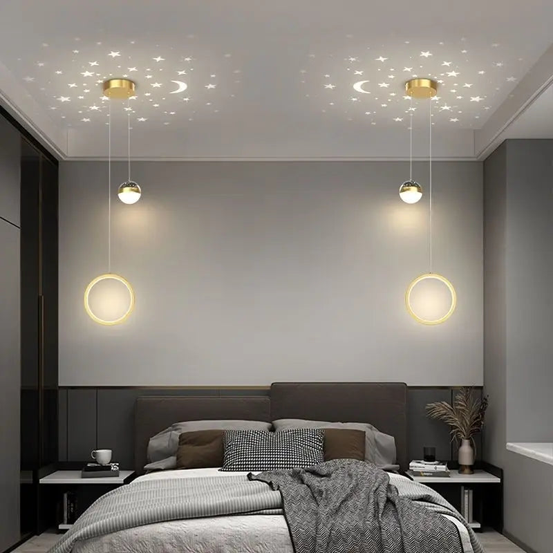 Starry Sky Projection Style Circular Led Pendant Light