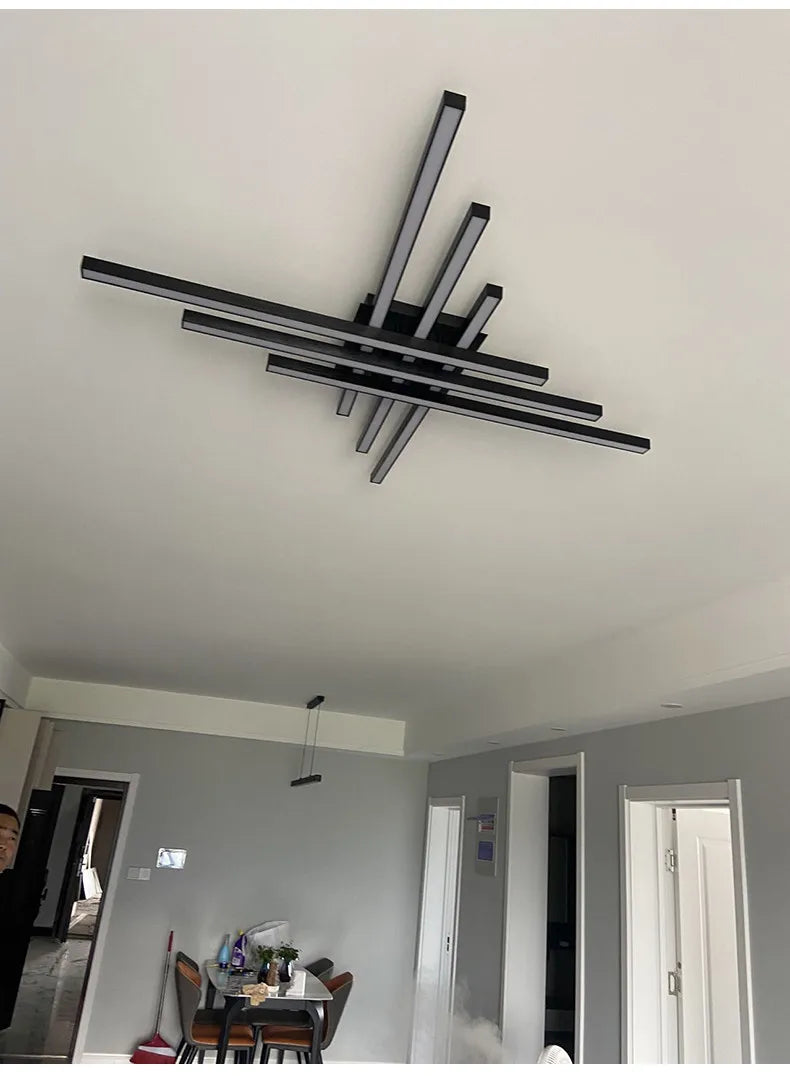 square led ceiling lamp, strip lights, black, white