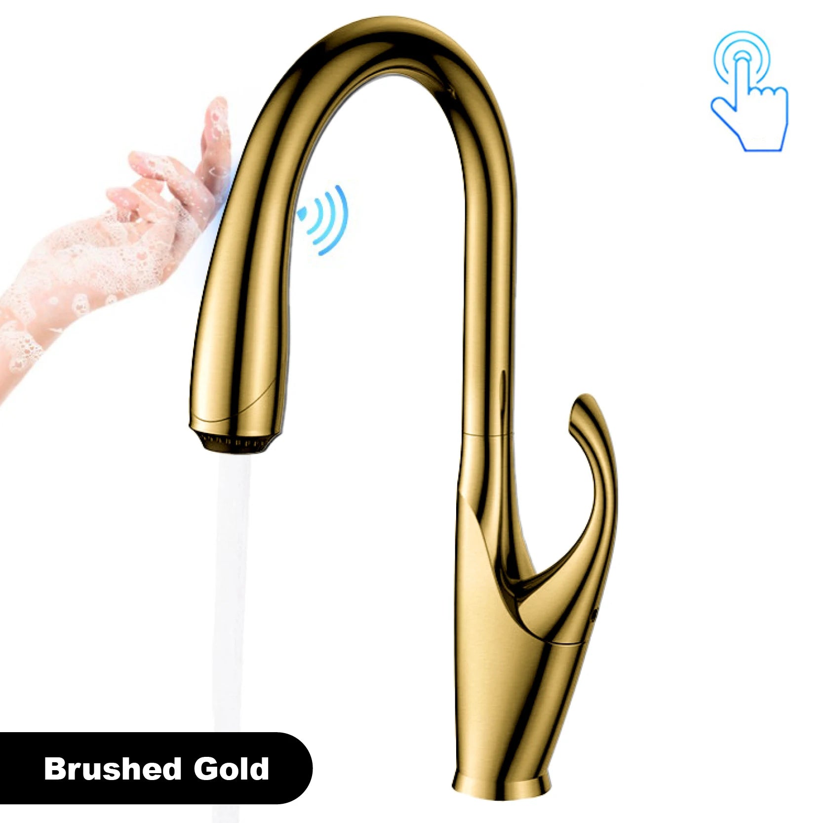 kitchen faucet, single handle, touch control, 3-function spray