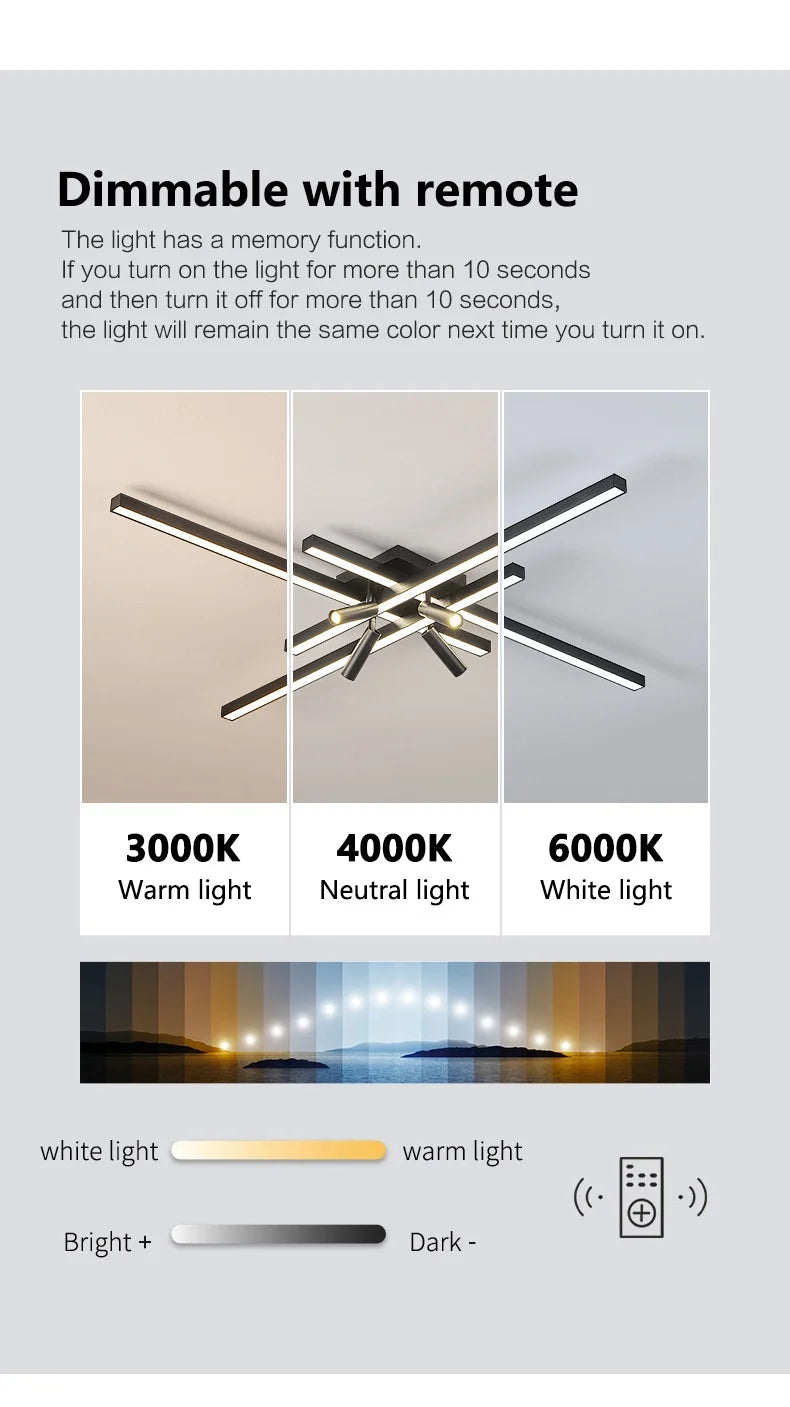 Ceiling Lights Long Line lamps, w/wo Remote