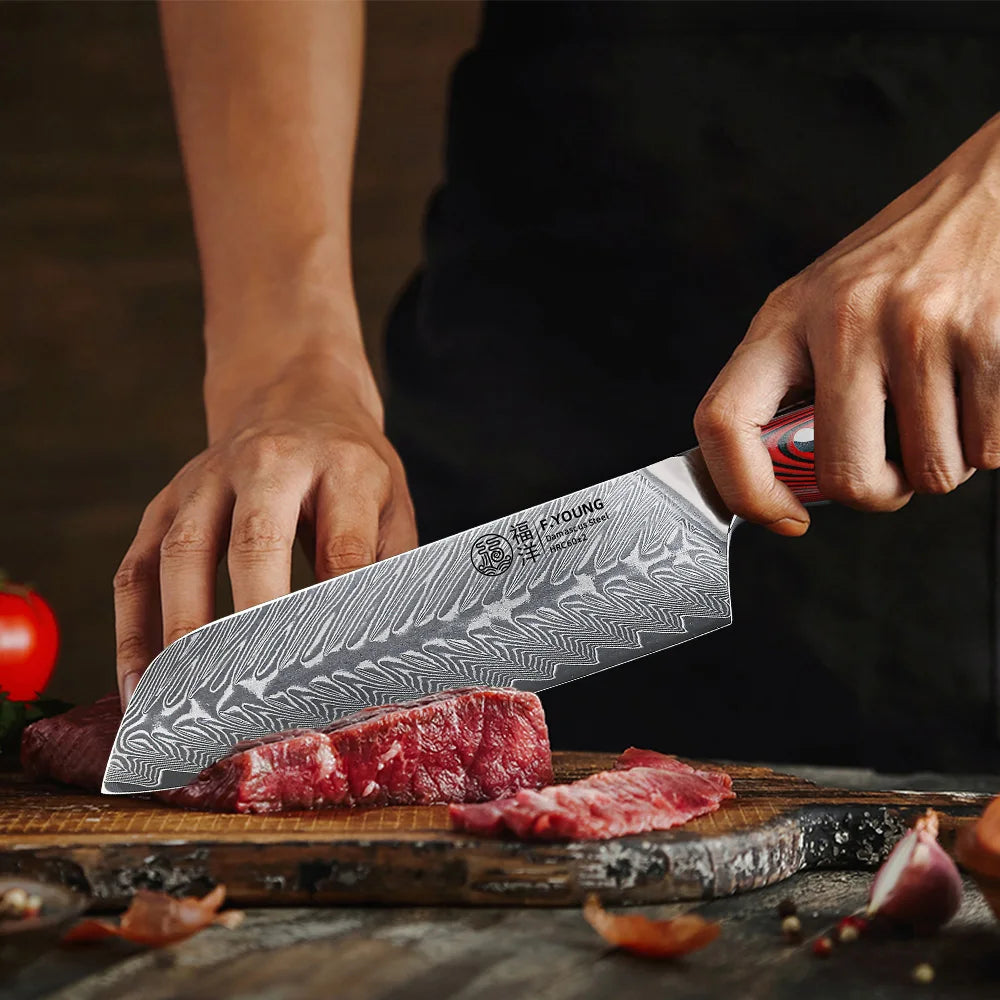 7 Inch Japanese Santoku Knife 67 Layer Damascus Steel