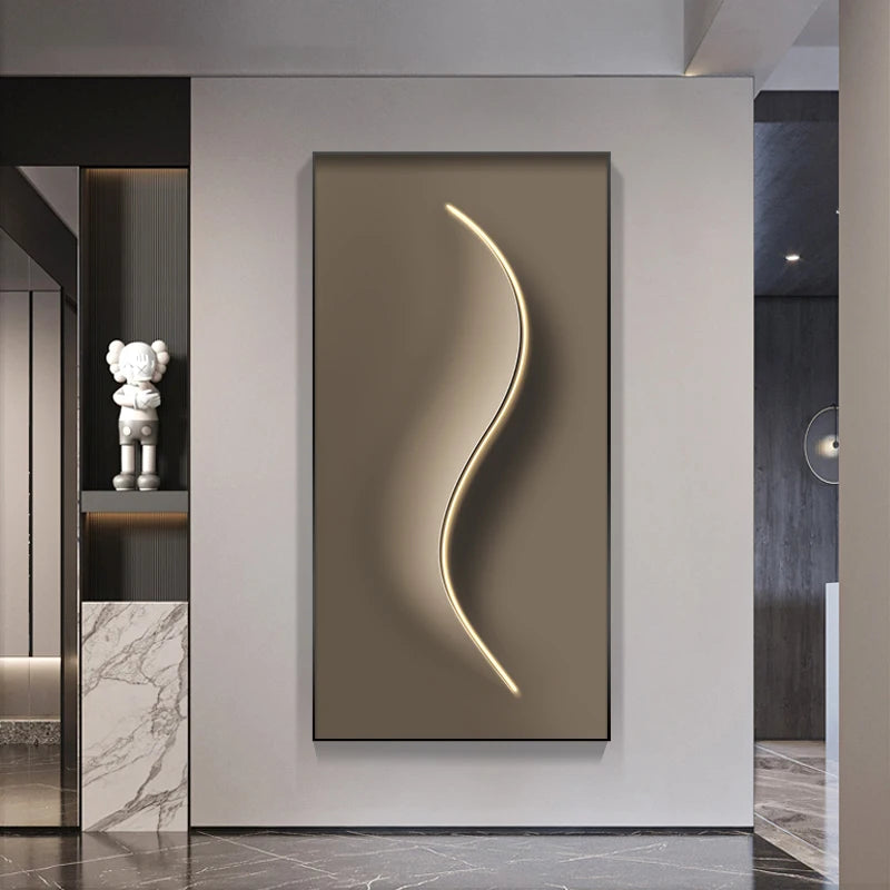 Abstract Line, Led Light, Hanging Mural Wall Lamp