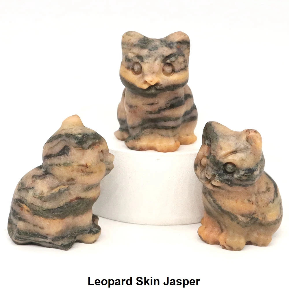 1.2" Mini Hand Carved Animal Kitty Figurine