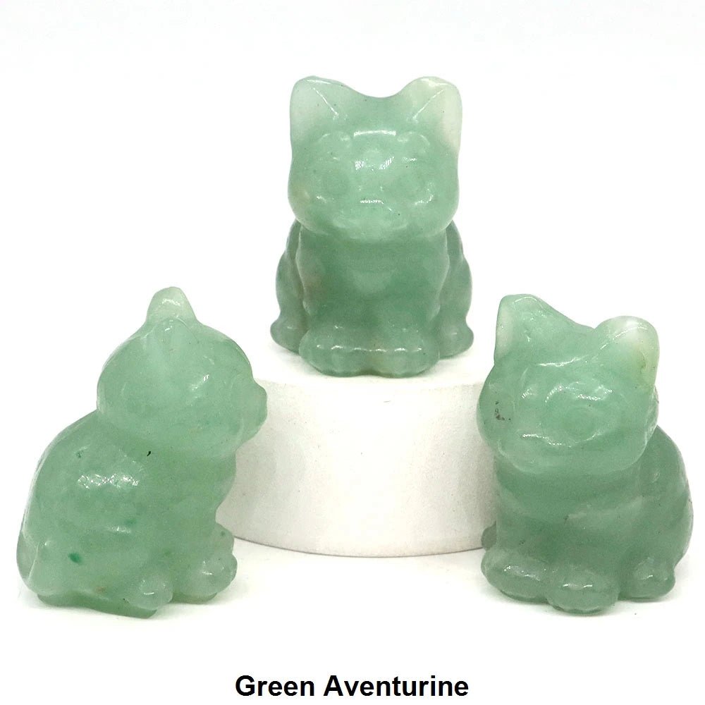 1.2" Mini Hand Carved Animal Kitty Figurine