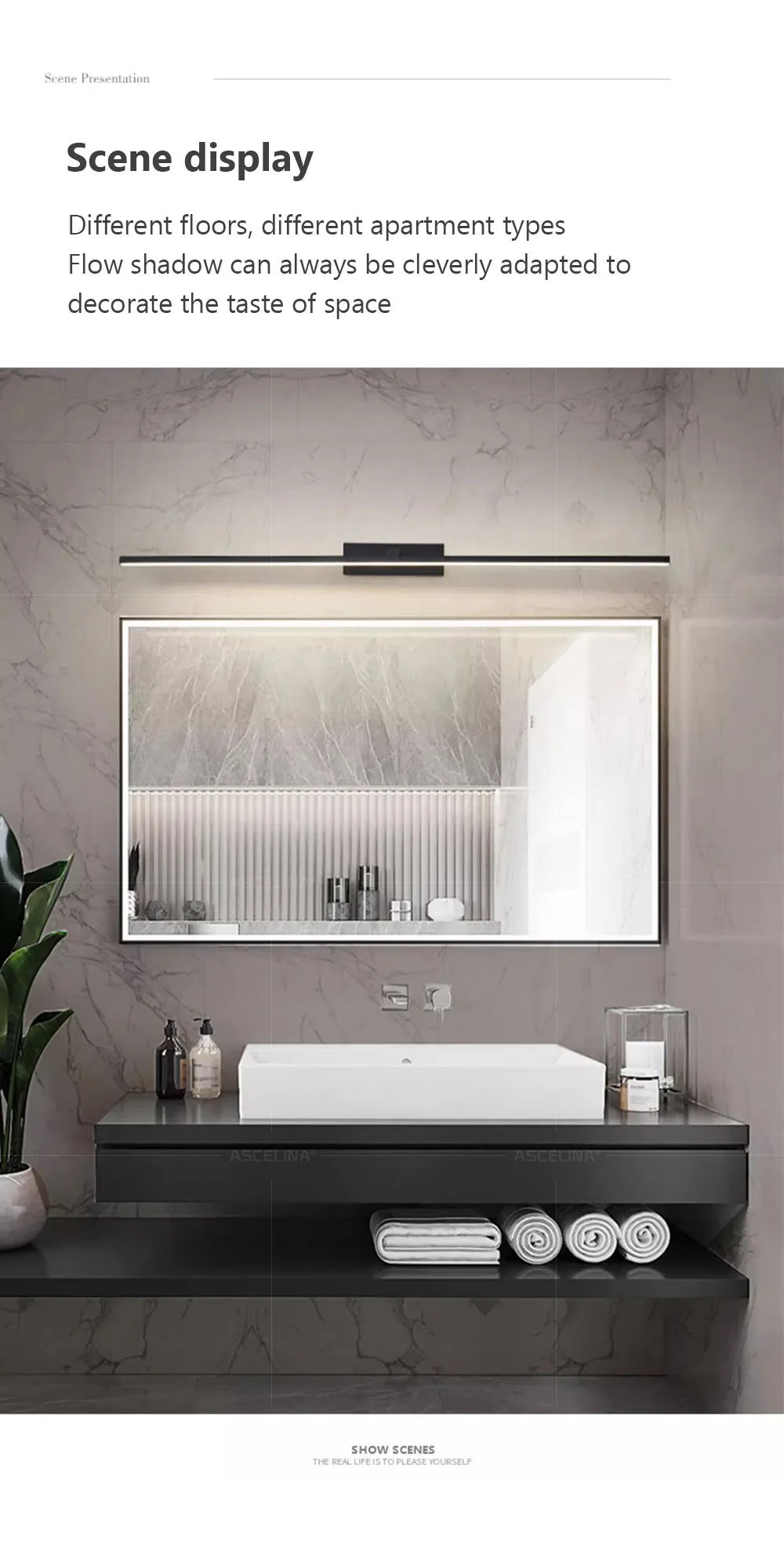 LED, 40/80/100cm Long Strip Light, Black, White