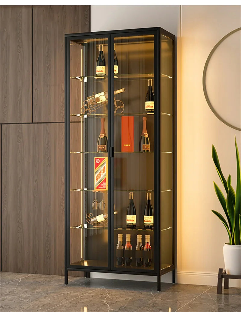 Glass Door Display Cabinet, Minimalist Light