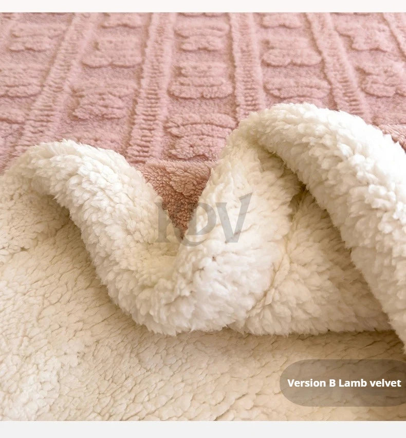 Imitation Lambs Wool Jacquard Blankets, 6 Colors