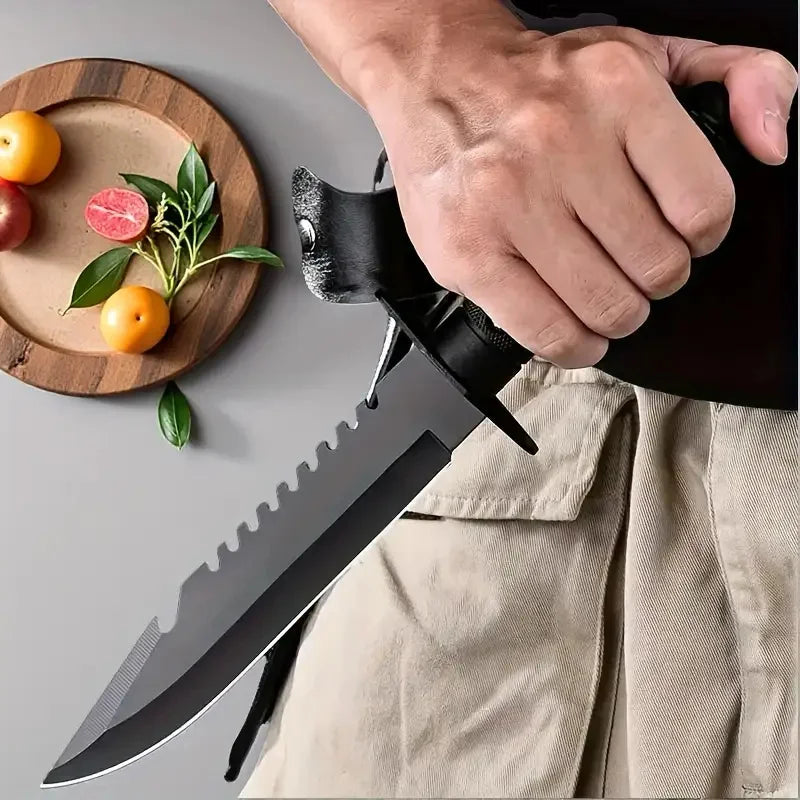 Straight Blade Knife All-Steel Handle, Nylon Grip