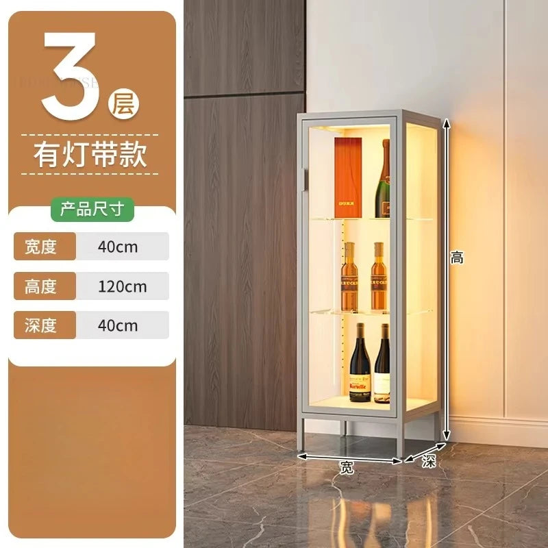 Glass Door Display Cabinet, Minimalist Light