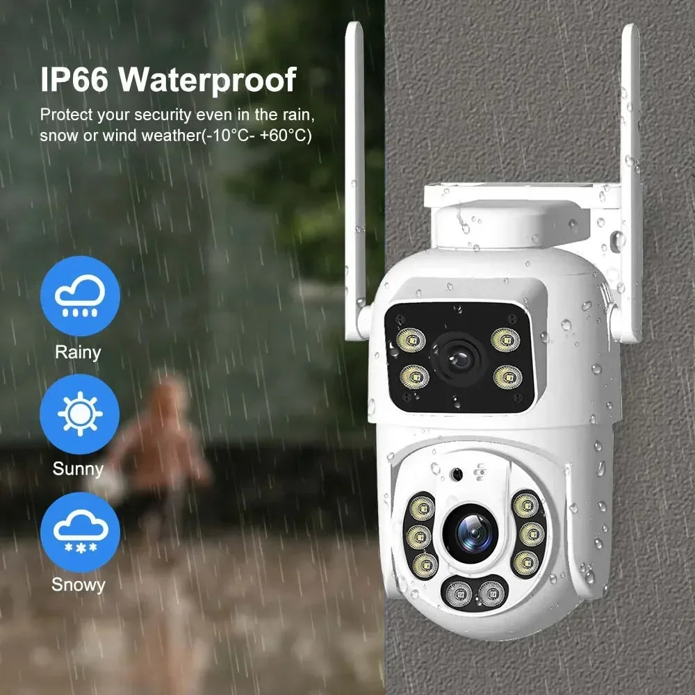 Camera Dual Lens Outdoor CCTV Security Protection