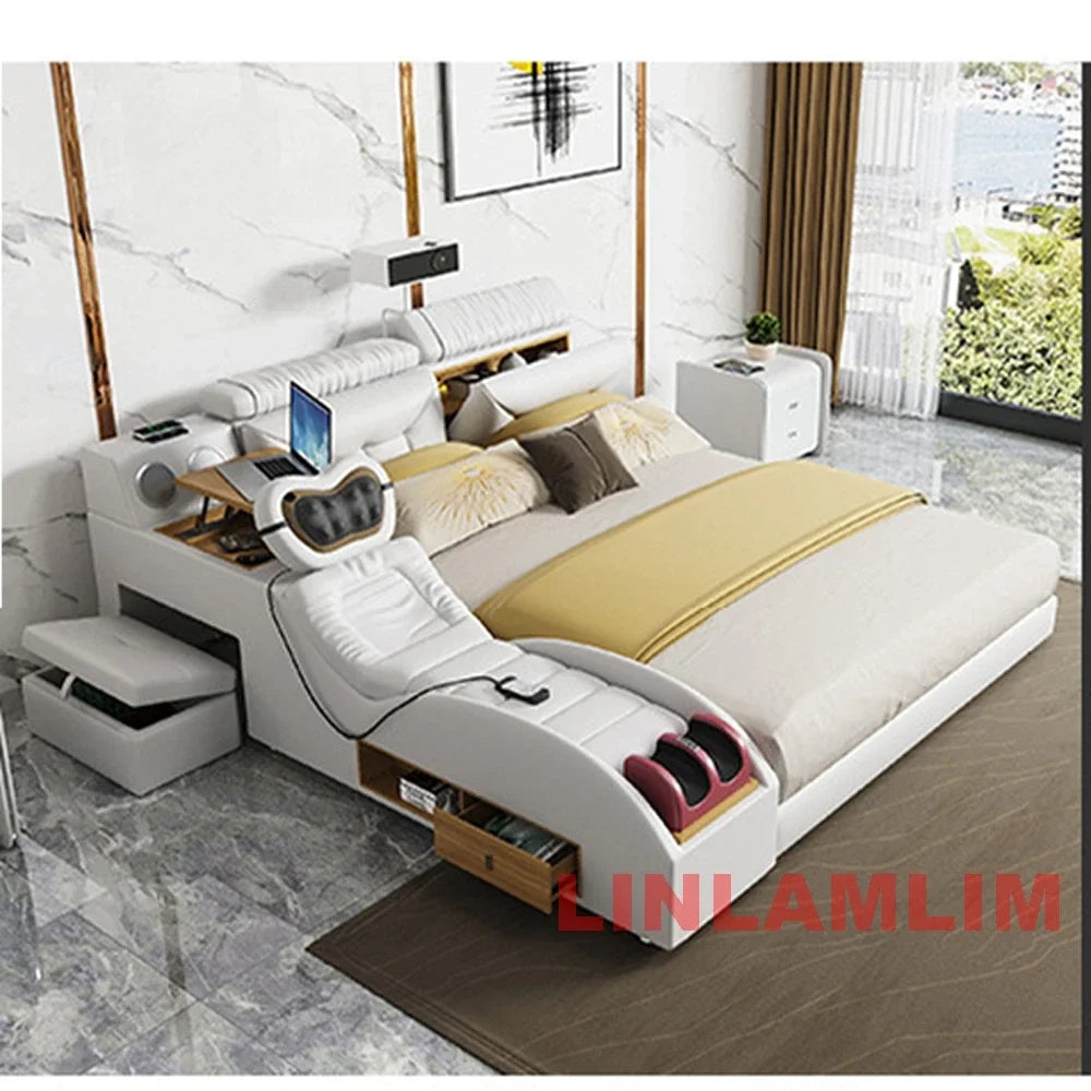 SMART BED 2 People, Ultimate Massage, Leather, Storage