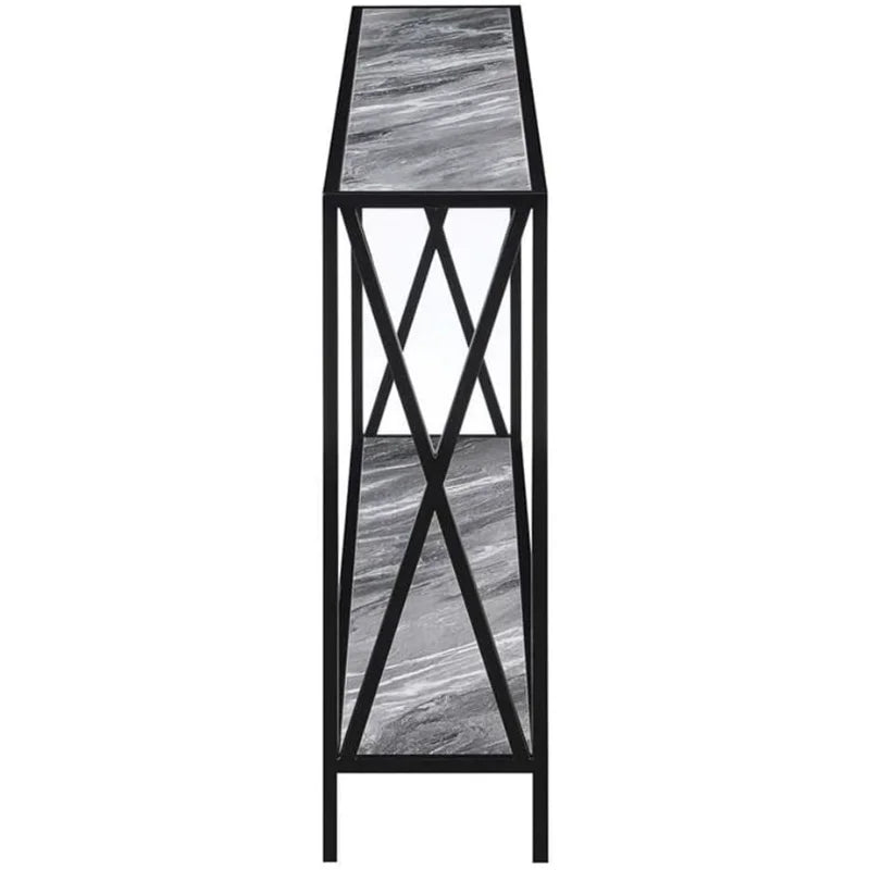 Modern Console Table in Faux Gray Marble Wood Finish