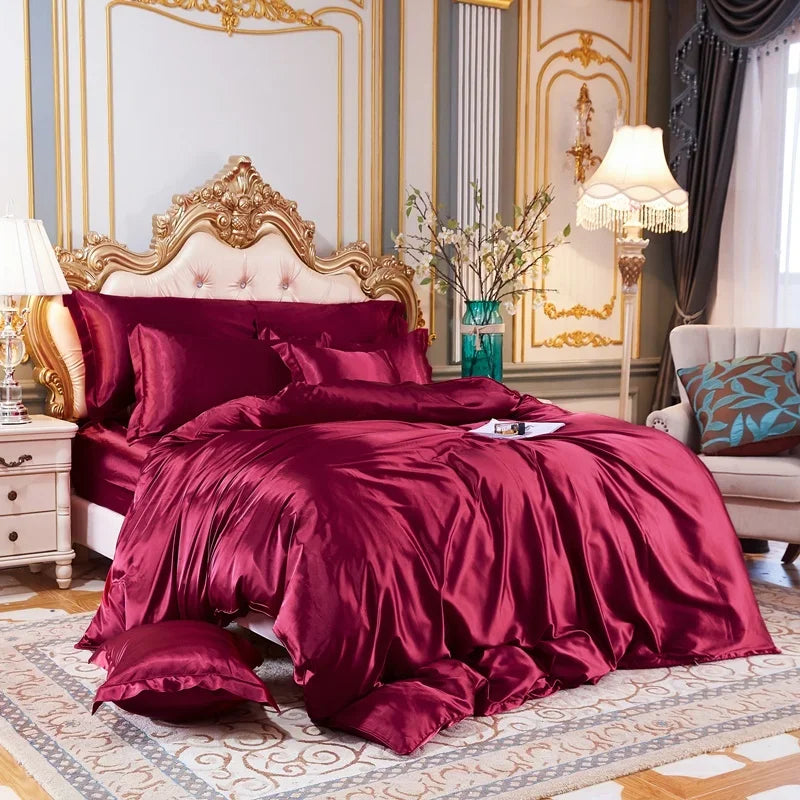 Satin Bedding Set, Duvet Cover, Bed Sheet, Pillowcase,