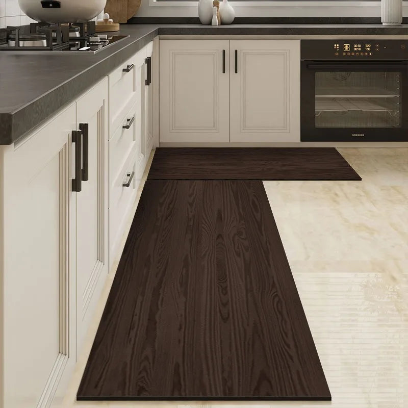 Waterproof Floor Mat Brown Imitation Wood Grain