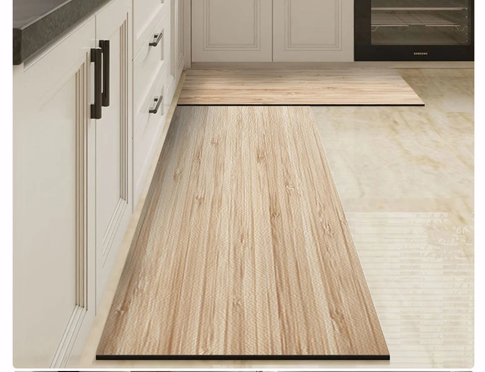 Waterproof Floor Mat Brown Imitation Wood Grain