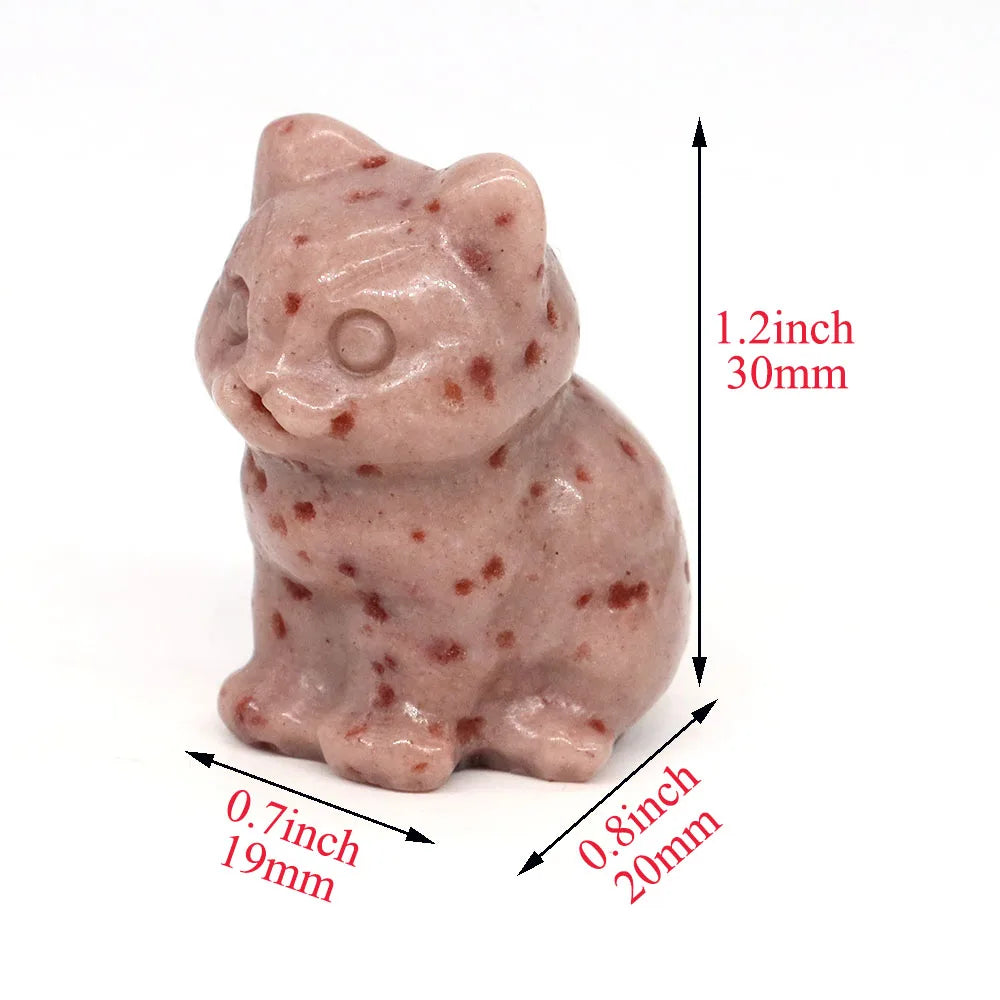 1.2" Mini Hand Carved Animal Kitty Figurine