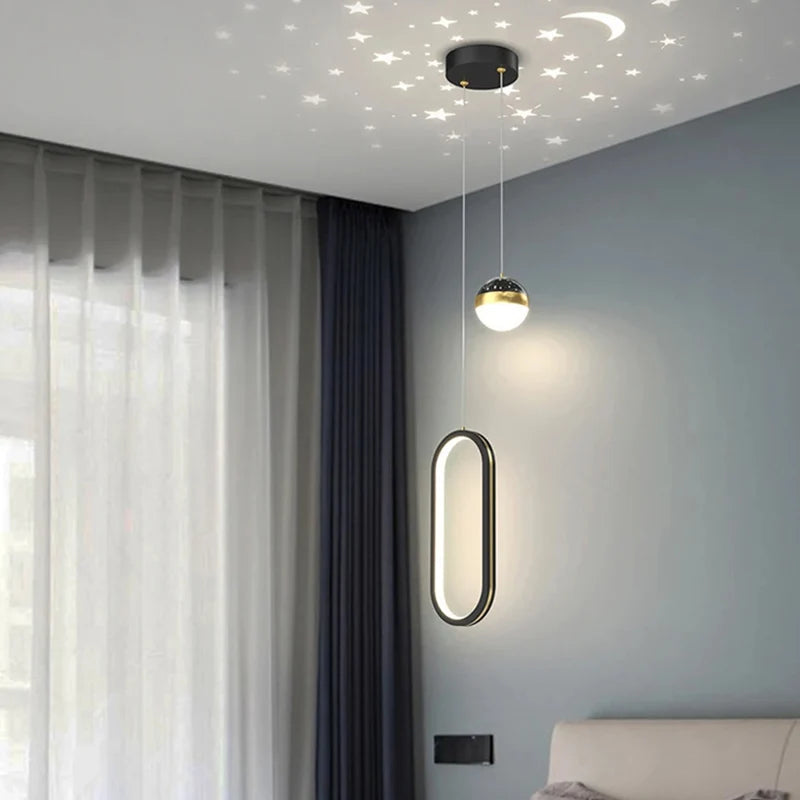 Starry Sky Projection Style Circular Led Pendant Light