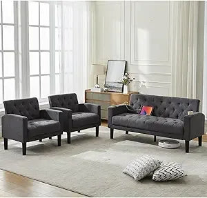 3-Pc. Loveseat Sofa Set, USB Ports, Cupholders