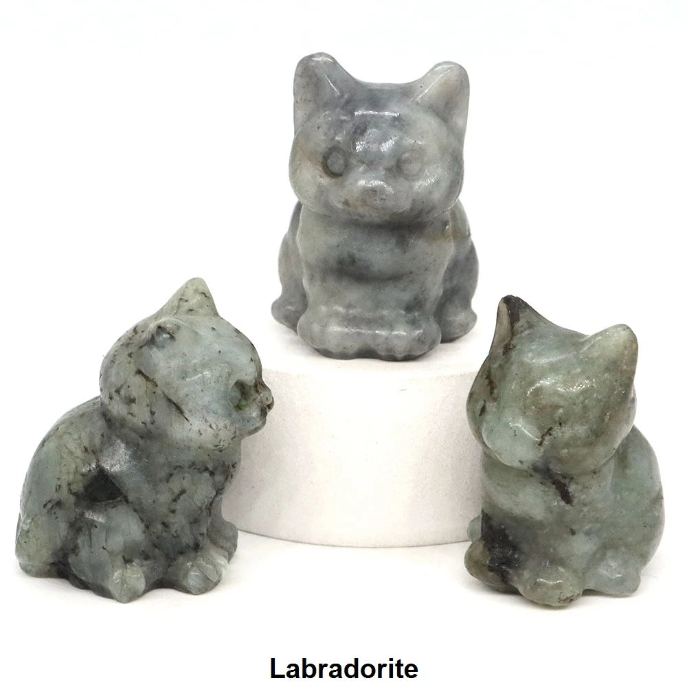 1.2" Mini Hand Carved Animal Kitty Figurine