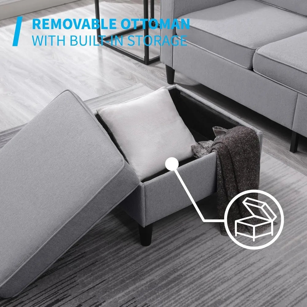 Convertible Sofa Set, 3-Seater with Storage