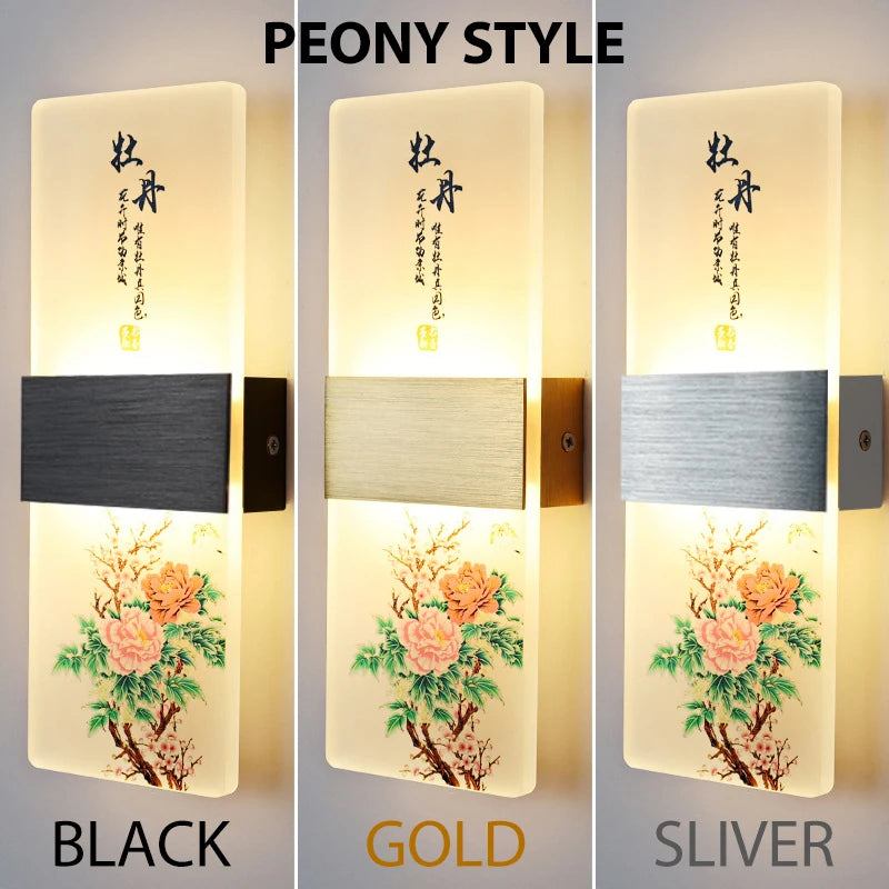 6W 10W LED Chinese Style Printing Wall Light