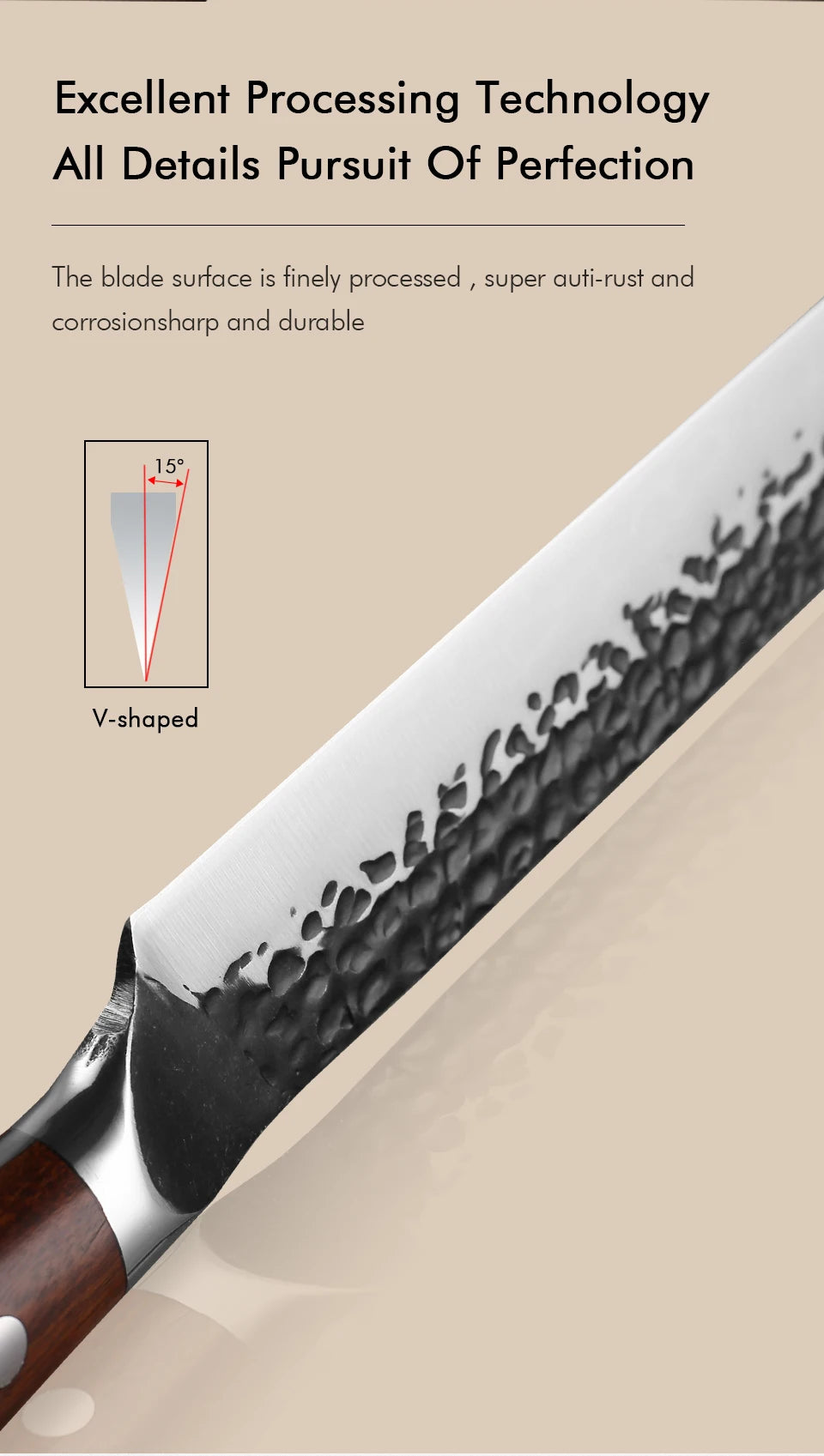 Japanese Hand Forged Slicing Knife Stainless Steel