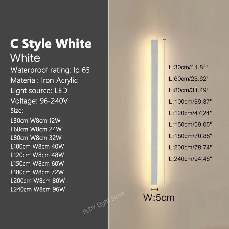 Long Strip Outdoor Waterproof Wall Garden Lights