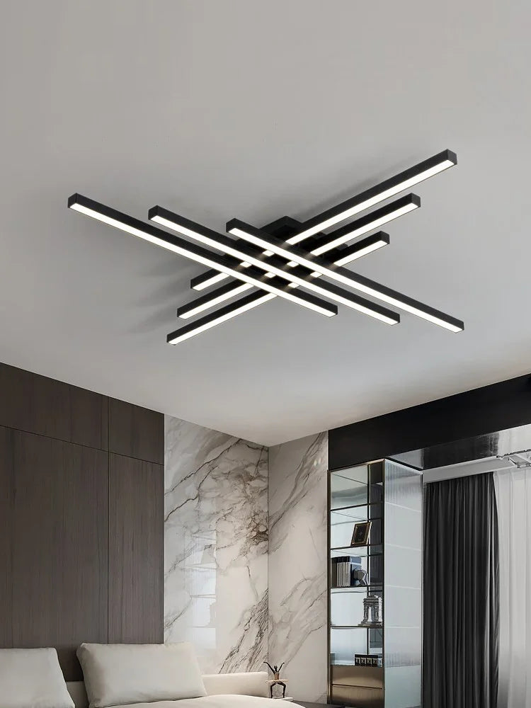 square led ceiling lamp, strip lights, black, white
