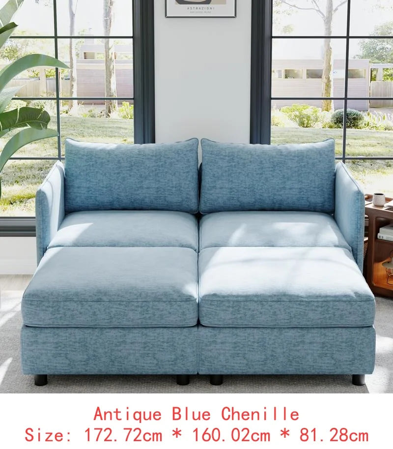 Sectional Sofa with Storage, Flexible Fabric Sleeper