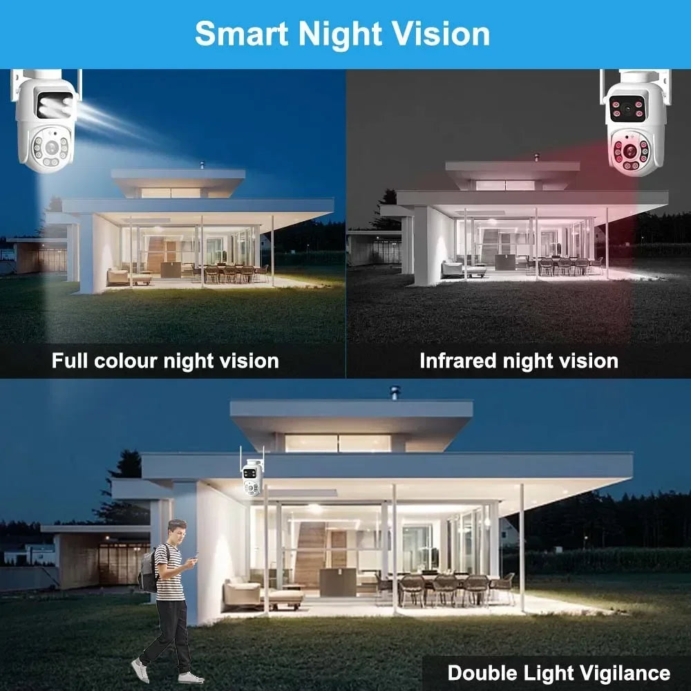 Camera Dual Lens Outdoor CCTV Security Protection