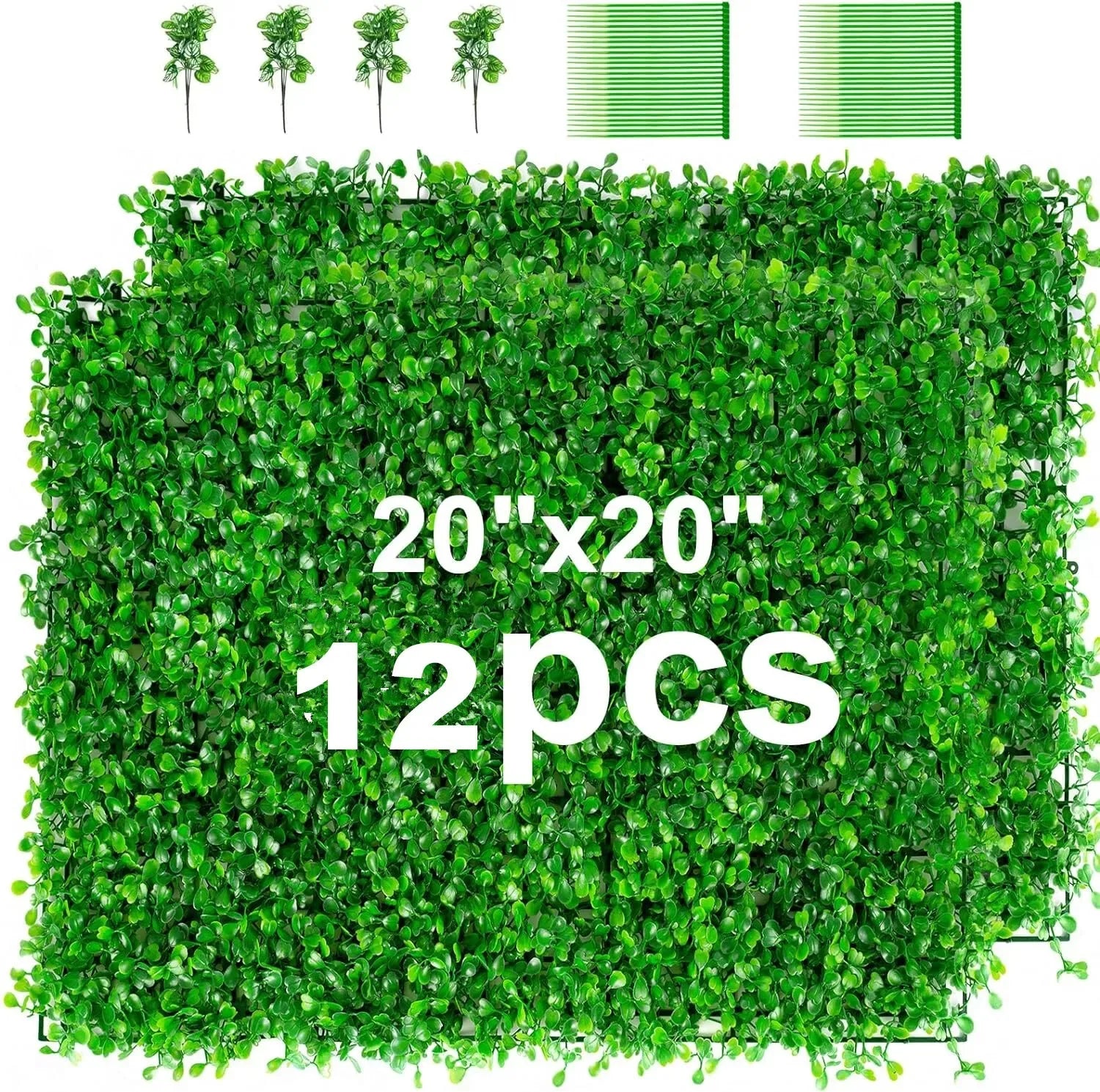 12pcs 24pcs Artificial Plants Grass Wall Panel Boxwood Hedge Greenery Privacy Fence Panel Grass for Indoor Home Garden Wedding