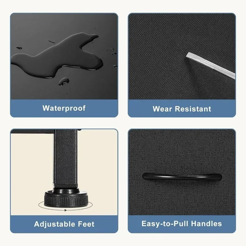 9 Drawers, Fabric Closet Organizer, Metal Frame, Wood Tabletop