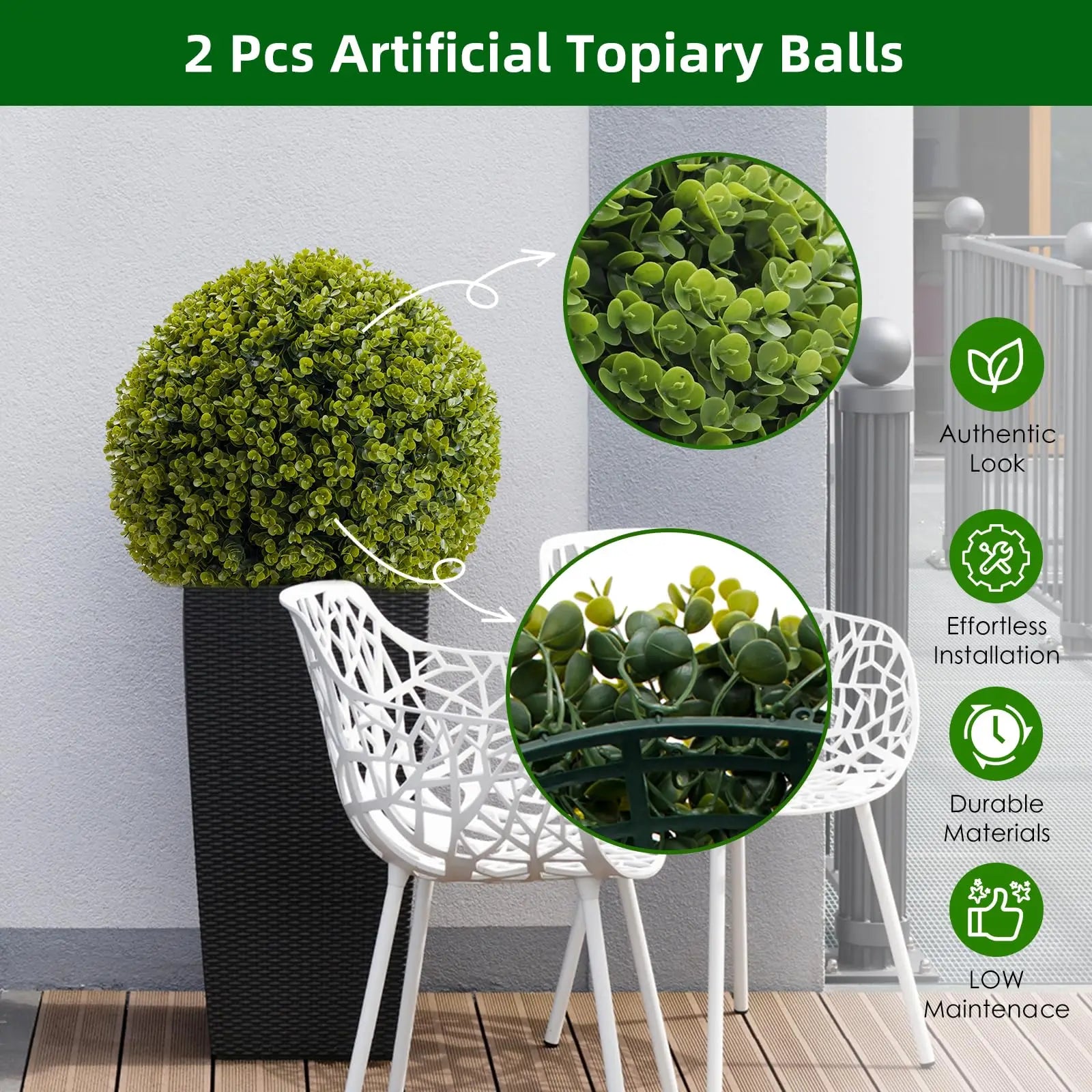 Topiary Balls, Artificial, Outdoor, Set of 2