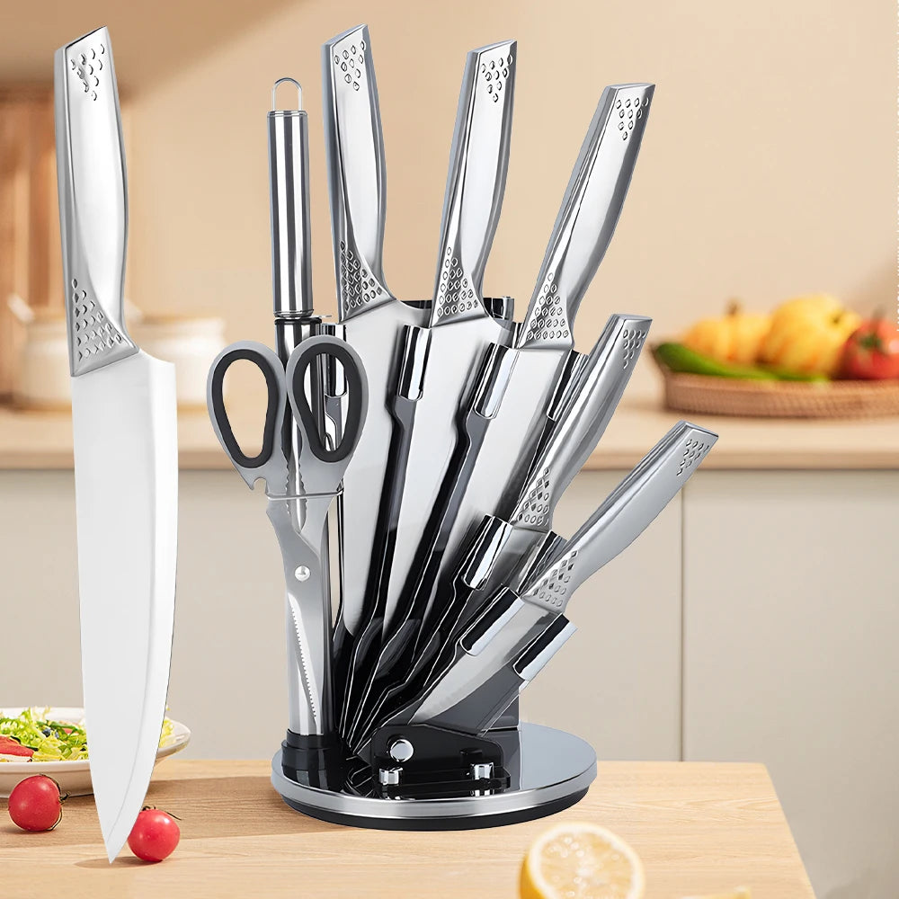 8pcs Kitchen Knives Set Stainless Steel With Block