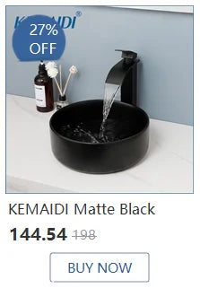 Tempered Glass Vessel Sink. Waterfall Faucet.