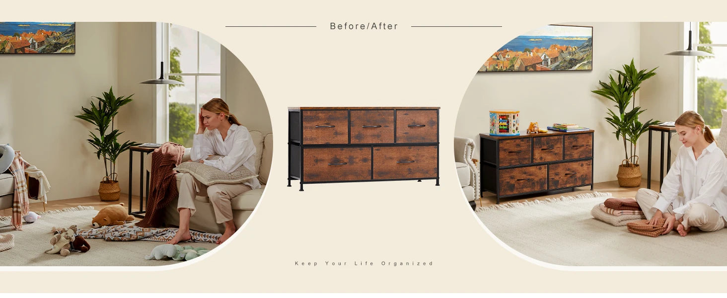 Cabinet With 5 Fabric Drawers, Wardrobe